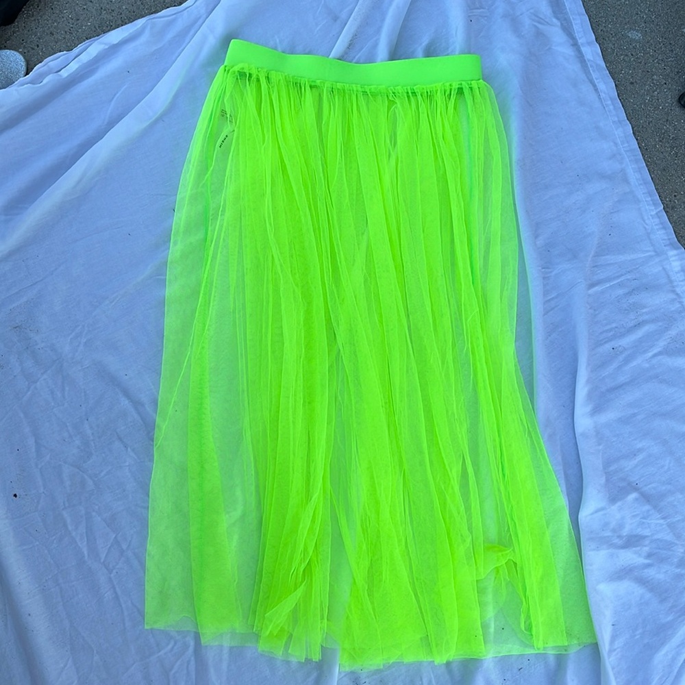 Neon green see-through knitted skirt SHEIN xl